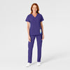 W123 Women's Flat Front Cargo Scrub Pant Grape scrub set