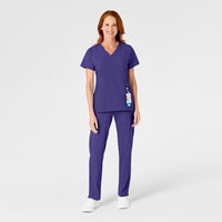 W123 Women's Flat Front Cargo Scrub Pant Grape scrub set