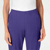 W123 Women's Flat Front Cargo Scrub Pant Grape front detail