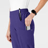 W123 Women's Flat Front Cargo Scrub Pant Grape side detail 1