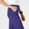 W123 Women's Flat Front Cargo Scrub Pant Grape side detail 2