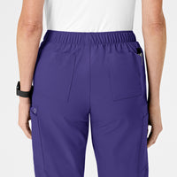 W123 Women's Flat Front Cargo Scrub Pant Grape back detail