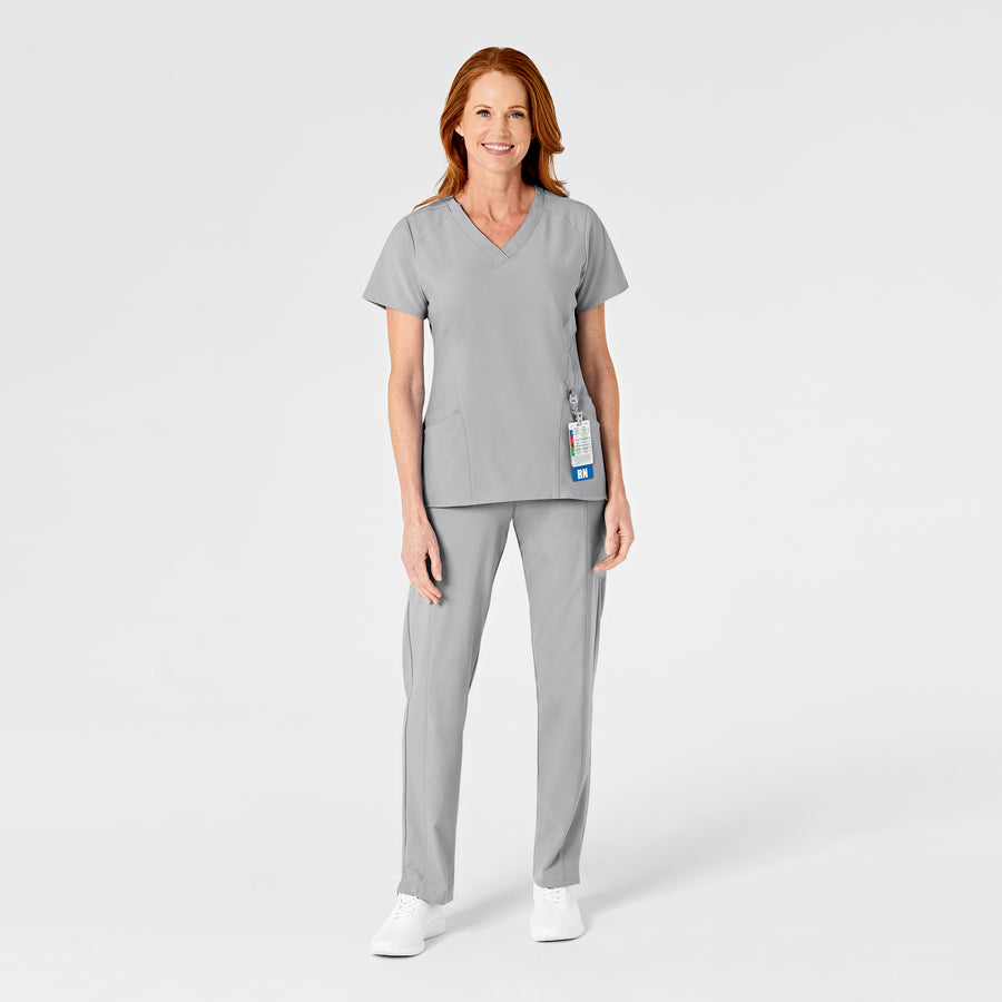 W123 Women's Flat Front Cargo Scrub Pant Grey scrub set