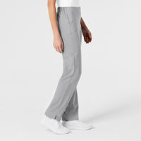 W123 Women's Flat Front Cargo Scrub Pant Grey side view