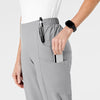 W123 Women's Flat Front Cargo Scrub Pant Grey side detail 1