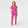 W123 Women's Flat Front Cargo Scrub Pant Hot Pink scrub set