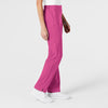 W123 Women's Flat Front Cargo Scrub Pant Hot Pink side view