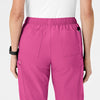 W123 Women's Flat Front Cargo Scrub Pant Hot Pink back detail