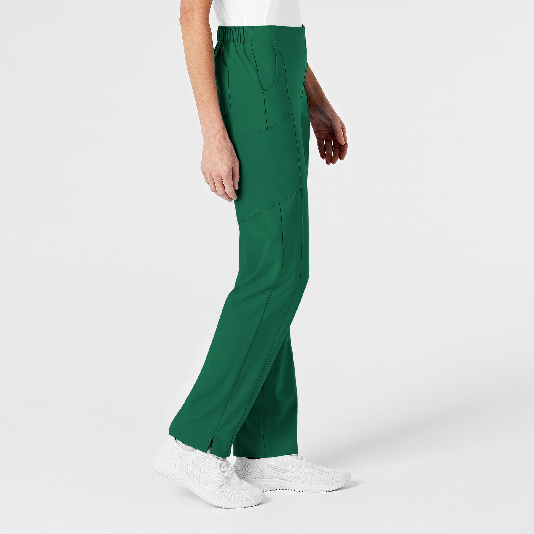 W123 Women's Flat Front Cargo Scrub Pant Hunter side view
