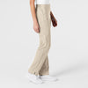 W123 Women's Flat Front Cargo Scrub Pant Khaki side view