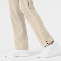 W123 Women's Flat Front Cargo Scrub Pant Khaki hemline detail