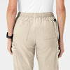 W123 Women's Flat Front Cargo Scrub Pant Khaki back detail