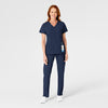 W123 Women's Flat Front Cargo Scrub Pant Navy scrub set