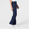 W123 Women's Flat Front Cargo Scrub Pant Navy side view