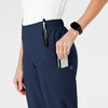 W123 Women's Flat Front Cargo Scrub Pant Navy side detail 1