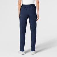 W123 Women's Flat Front Cargo Scrub Pant Navy back view