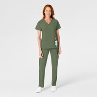 W123 Women's Flat Front Cargo Scrub Pant Olive scrub set