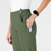 W123 Women's Flat Front Cargo Scrub Pant Olive side detail 1