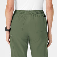 W123 Women's Flat Front Cargo Scrub Pant Olive back detail