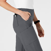 W123 Women's Flat Front Cargo Scrub Pant Pewter side detail 2