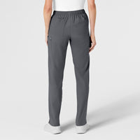 W123 Women's Flat Front Cargo Scrub Pant Pewter back view