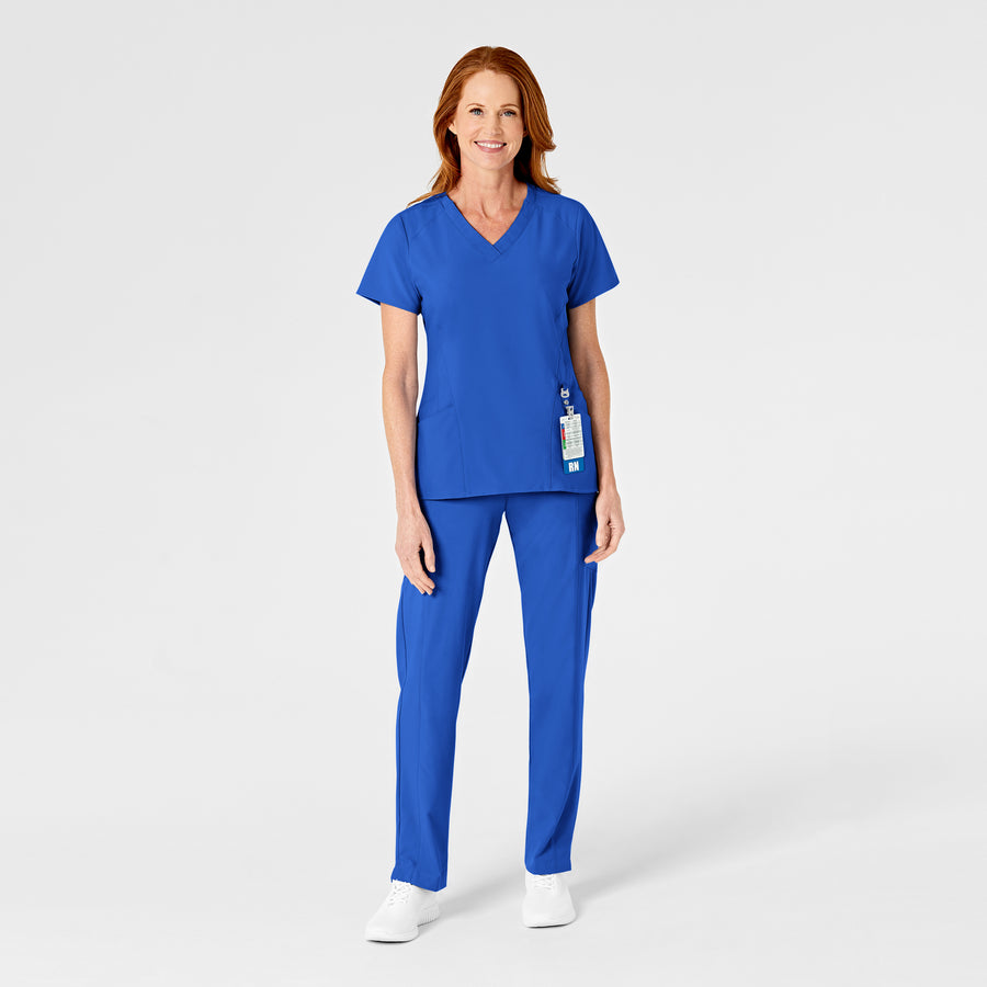 W123 Women's Flat Front Cargo Scrub Pant Royal scrub set