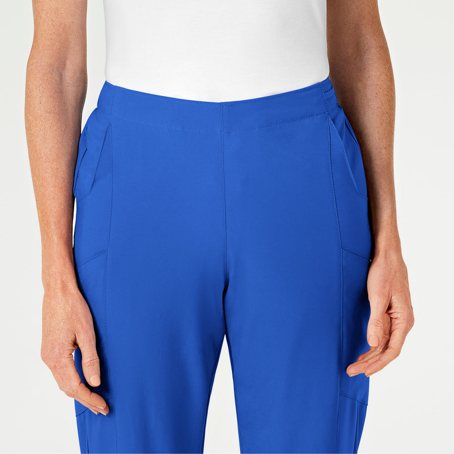 W123 Women's Flat Front Cargo Scrub Pant Royal front detail