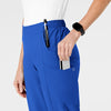 W123 Women's Flat Front Cargo Scrub Pant Royal side detail 1