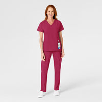 W123 Women's Flat Front Cargo Scrub Pant Viva Magenta full scrub set