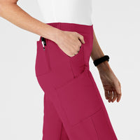 W123 Women's Flat Front Cargo Scrub Pant Viva Magenta side detail 2