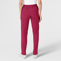 W123 Women's Flat Front Cargo Scrub Pant Viva Magenta back view