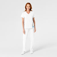 W123 Women's Flat Front Cargo Scrub Pant White scrub set