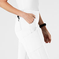 W123 Women's Flat Front Cargo Scrub Pant White side detail 2