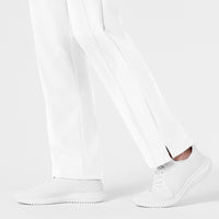 W123 Women's Flat Front Cargo Scrub Pant White hemline detail