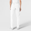 W123 Women's Flat Front Cargo Scrub Pant White back view