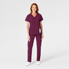 W123 Women's Flat Front Cargo Scrub Pant Wine scrub set