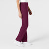 W123 Women's Flat Front Cargo Scrub Pant Wine side view