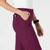 W123 Women's Flat Front Cargo Scrub Pant Wine side detail 2