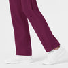 W123 Women's Flat Front Cargo Scrub Pant Wine hemline detail