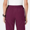 W123 Women's Flat Front Cargo Scrub Pant Wine back detail