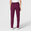 W123 Women's Flat Front Cargo Scrub Pant Wine back view