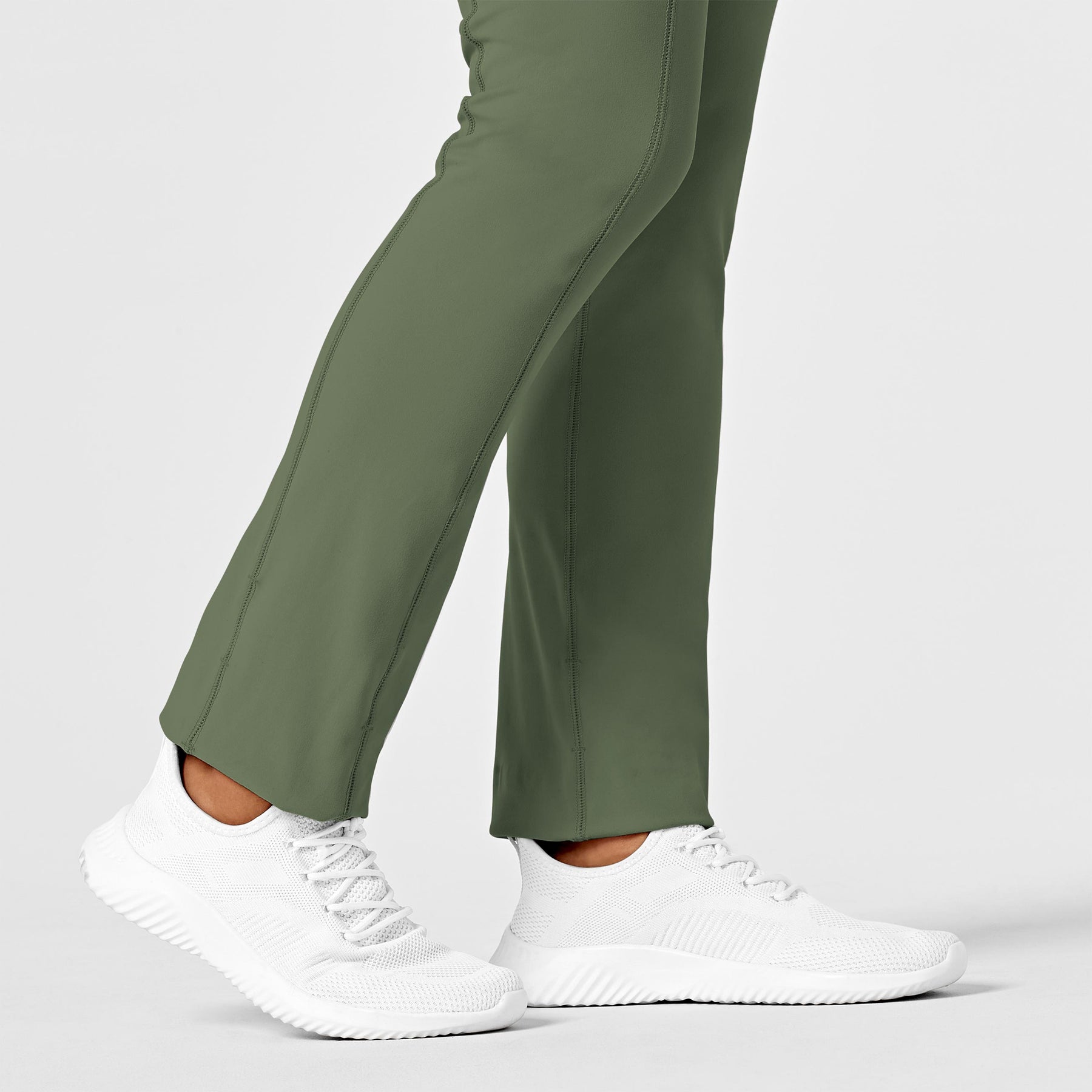 RENEW Women's Straight Leg Yoga Scrub Pant Olive hemline detail