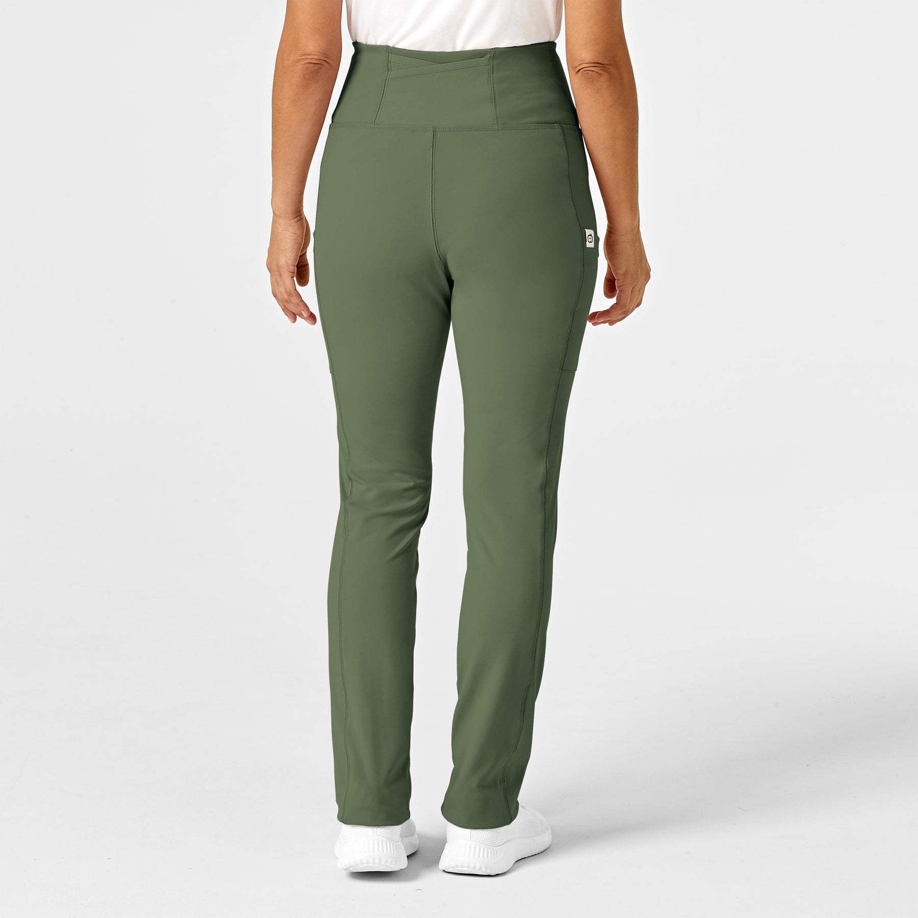 RENEW Women's Straight Leg Yoga Scrub Pant Olive back view