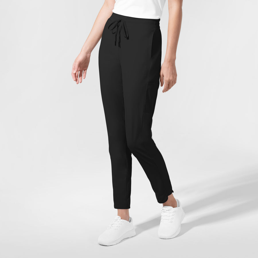 AURA Women's Glide Mid Rise Tapered Scrub Pant Black