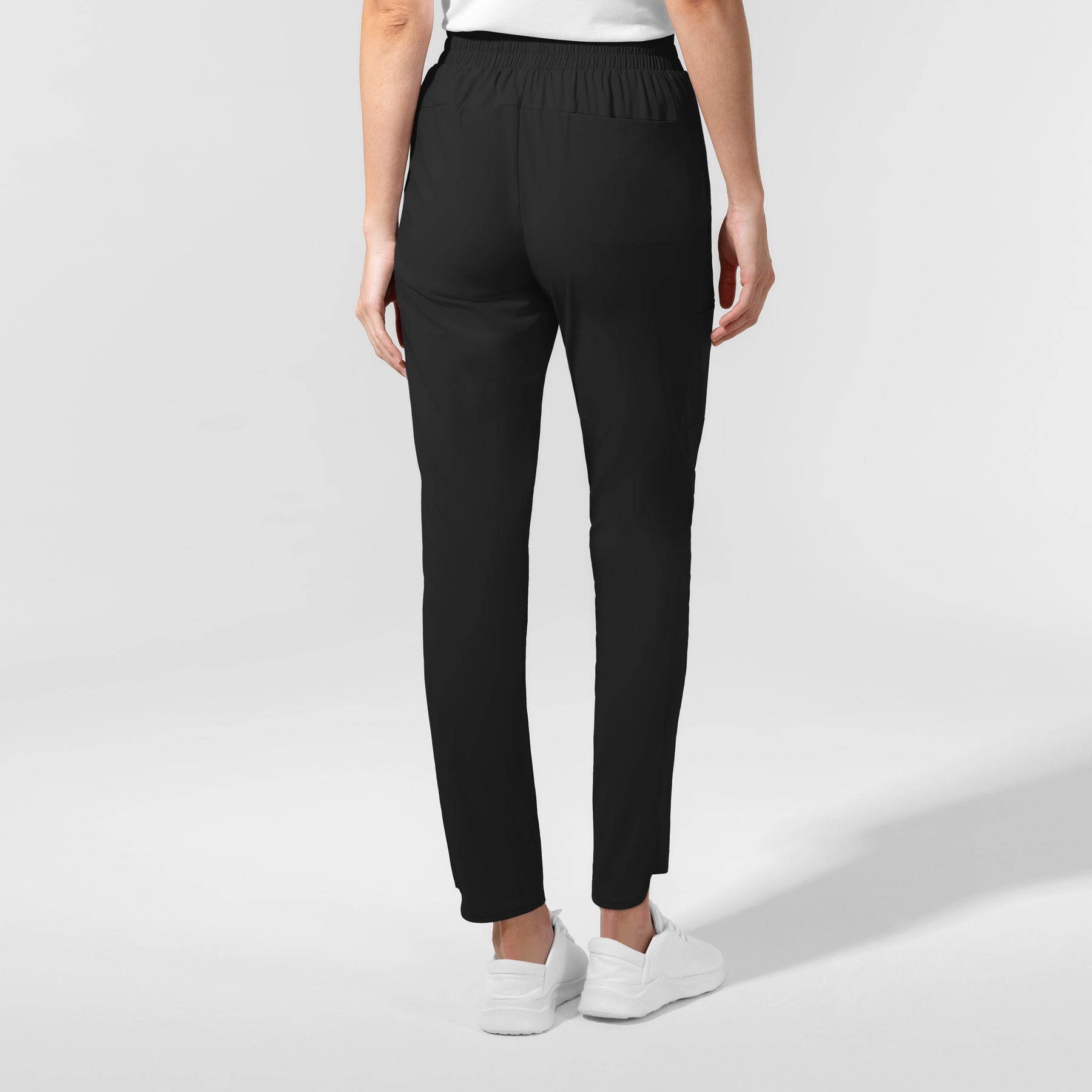 AURA Women's Glide Mid Rise Tapered Scrub Pant Black back view