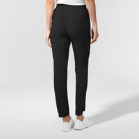 AURA Women's Glide Mid Rise Tapered Scrub Pant Black back view