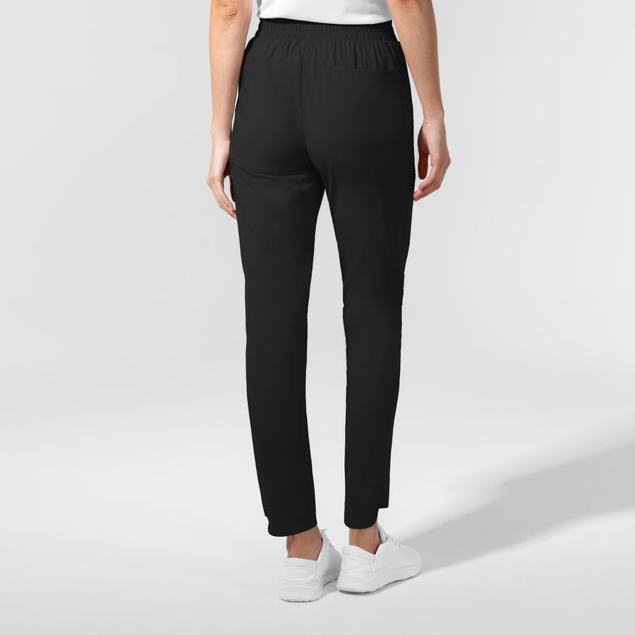 AURA Women's Glide Mid Rise Tapered Scrub Pant Black back view