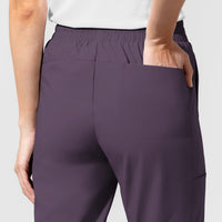 AURA Women's Glide Mid Rise Tapered Scrub Pant Dusk hemline detail