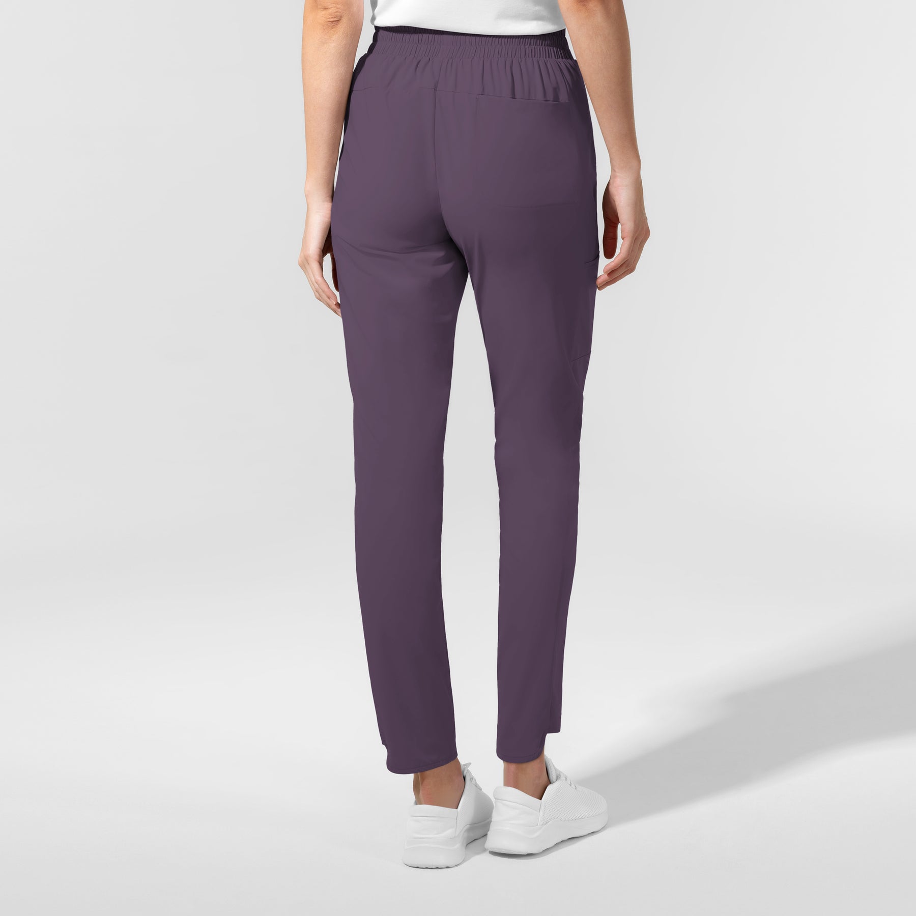AURA Women's Glide Mid Rise Tapered Scrub Pant Dusk back view