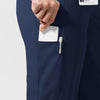 AURA Women's Glide Mid Rise Tapered Scrub Pant Navy side detail 2